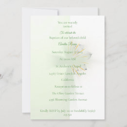 Elegant Abstract Floral Cross Baptism invitation Kaart