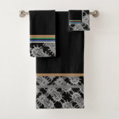 Elegant Abstract geometrisch patroon zwart Bad Handdoek (Insitu)