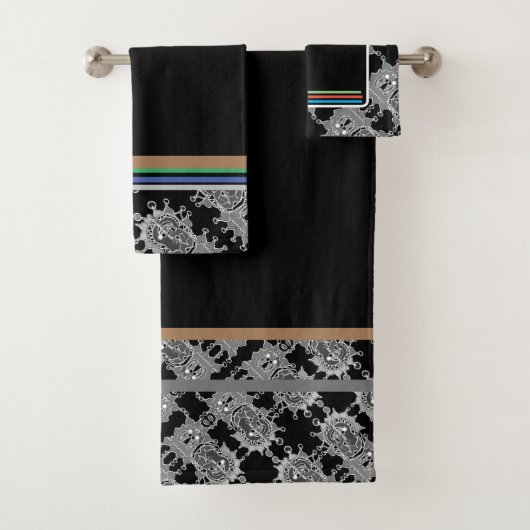 Elegant Abstract geometrisch patroon zwart Bad Handdoek (Insitu)