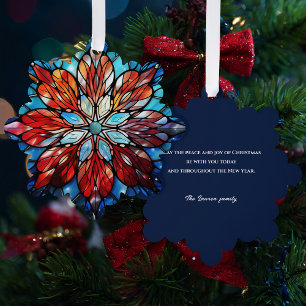 Elegant Abstract Glazen in lood kerstbloem Ornament Kaart