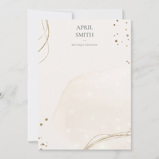 Elegant Abstract Glitter Ivory Gold Waterverf Notitiekaartje (Voorkant)