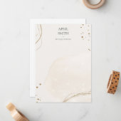 Elegant Abstract Glitter Ivory Gold Waterverf Notitiekaartje (Voorkant / Achterkant in situ)