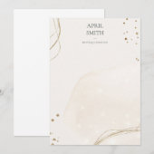 Elegant Abstract Glitter Ivory Gold Waterverf Notitiekaartje (Voorkant / Achterkant)
