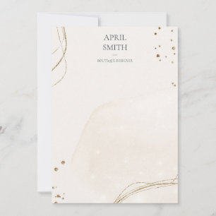 Elegant Abstract Glitter Ivory Gold Waterverf Notitiekaartje