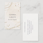 Elegant Abstract Glitter Ivory Gold Waterverf Visitekaartje (Voorkant / Achterkant)