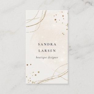 Elegant Abstract Glitter Ivory Gold Waterverf Visitekaartje