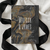 Elegant Abstract Gold Black Marble Wedding  Save The Date