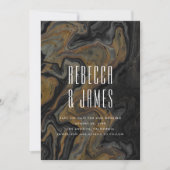 Elegant Abstract Gold Black Marble Wedding  Save The Date (Voorkant)