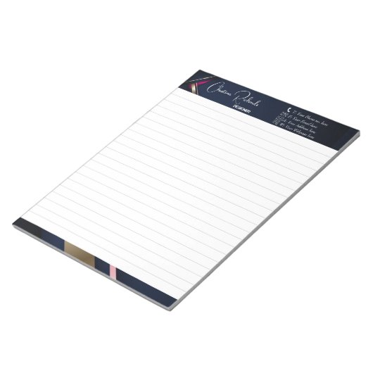 Elegant Abstract Gold Blue Roze Notitieblok (Schuin)