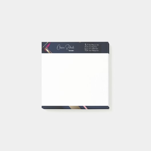 Elegant Abstract Gold Blue Roze Post-it® Notes (Voorkant)