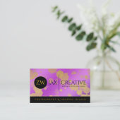 Elegant Abstract Gold Confetti op Paars  Visitekaartje (Staand voorkant)