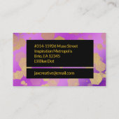 Elegant Abstract Gold Confetti op Paars  Visitekaartje (Achterkant)