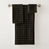 Elegant Abstract Golden Dotted Design op zwart Bad Handdoek (Insitu)