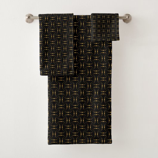 Elegant Abstract Golden Dotted Design op zwart Bad Handdoek (Insitu)
