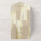 Elegant Abstract goud en tan Painterly Wedding All In One Uitnodiging (Buitenkant)