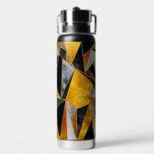 Elegant abstract goud zwart geometrisch waterfles (Achterkant)