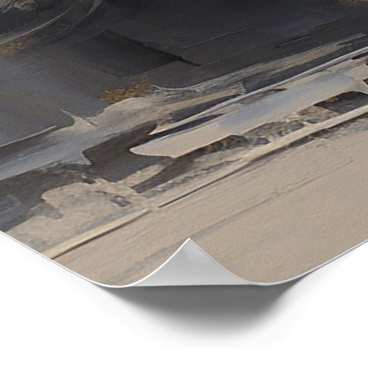 Elegant Abstract Grijs met Goud Barok Paard Poster (Hoek)