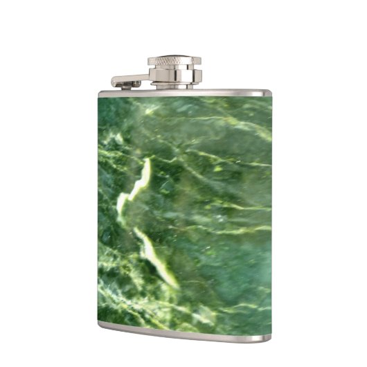 Elegant abstract groen golfpatroon marmeren ontwer heupfles (Links)