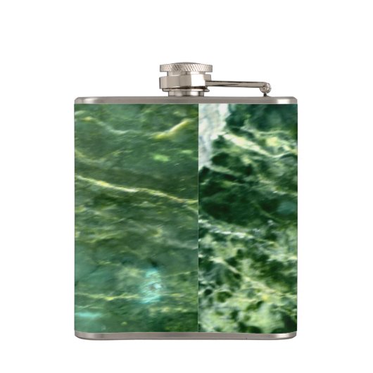 Elegant abstract groen golfpatroon marmeren ontwer heupfles (Achterkant)