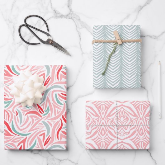 Elegant Abstract in roze en witte kerst Inpakpapier Vel (Voorkant)