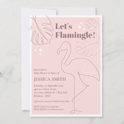 Elegant Abstract Lets Flamingle Baby shower Kaart (Voorkant)