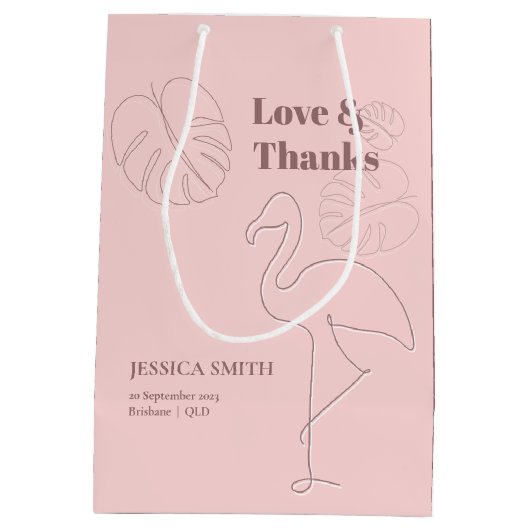 Elegant Abstract Lets Flamingle Medium Cadeauzakje (Achterkant)