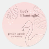 Elegant Abstract Lets Flamingle Ronde Sticker (Voorkant)