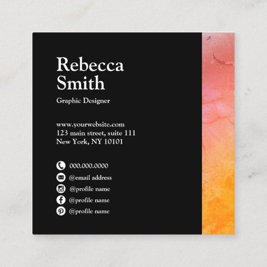 Elegant abstract, levendig, kleurrijk grafisch ont vierkante visitekaartje (Achterkant)