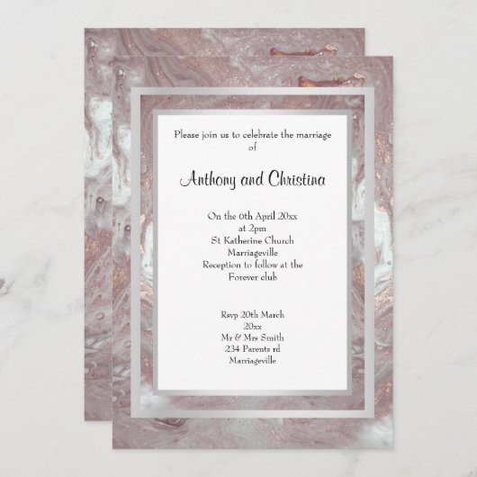 ELEGANT ABSTRACT MARBLE WEDDING INVITATION KAART (Voorkant / Achterkant)