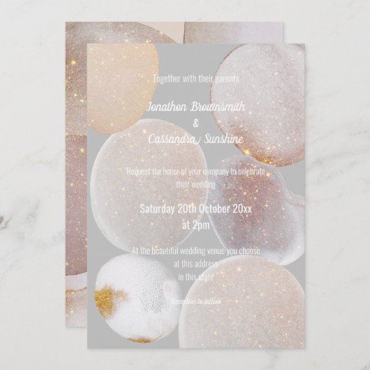 ELEGANT ABSTRACT MATERIAAL, GOLD WEDING KAART (Voorkant / Achterkant)