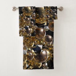 Elegant Abstract meettoestel explosie - Goud en zi Bad Handdoek