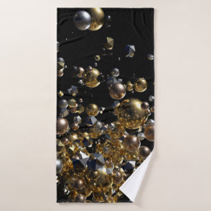 Elegant Abstract meettoestel explosie - Goud en zi Badhanddoek
