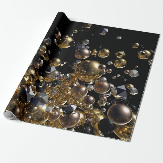 Elegant Abstract meettoestel explosie - Goud en zi Cadeaupapier (Uitgerold)