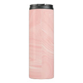 Elegant Abstract Oranje vloeibaar marmer kunstwerk Thermosbeker (Achterkant)