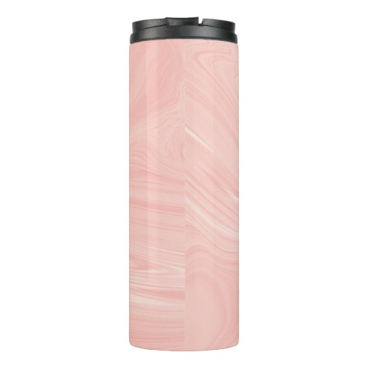 Elegant Abstract Oranje vloeibaar marmer kunstwerk Thermosbeker (Achterkant)