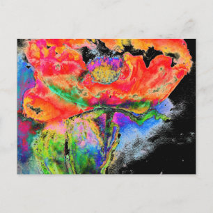 Elegant abstract rood bloemige waterverf zwart briefkaart