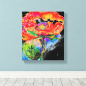 Elegant abstract rood bloemige waterverf zwart canvas afdruk (Insitu (Houten vloer))