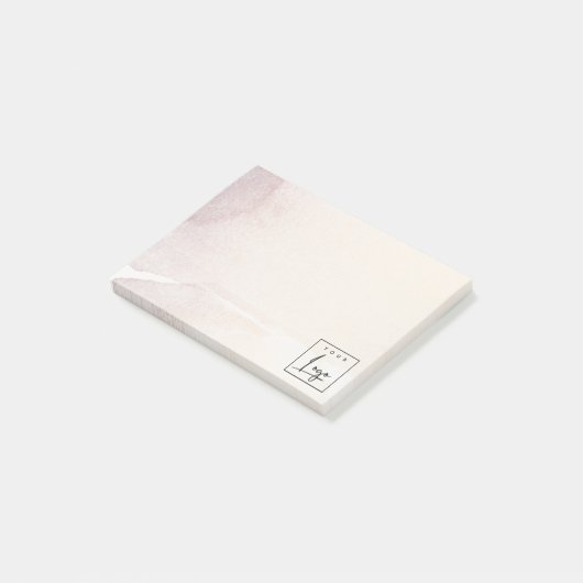 Elegant Abstract Roos Gold Paarse Waterverf Logo Post-it® Notes (Schuin)