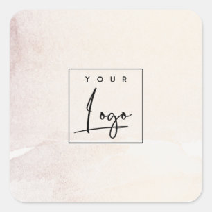 Elegant Abstract Roos Gold Paarse Waterverf Logo Vierkante Sticker