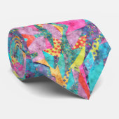 Elegant Abstract Roze en Blauwgroen Mannen Stropda Stropdas (Opgerold)