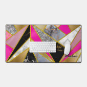 Elegant abstract roze zwart geometrisch bureaumat (Keyboard & Muis)