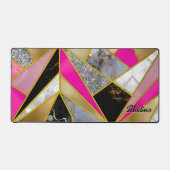 Elegant abstract roze zwart geometrisch bureaumat (Voorkant)