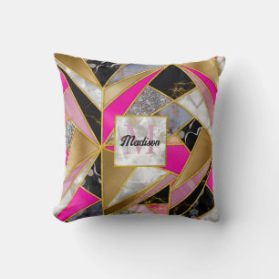 Elegant abstract roze zwart geometrisch kussen