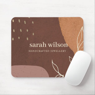 Elegant Abstract Rust Brown Oranje Leafy Foliage Muismat