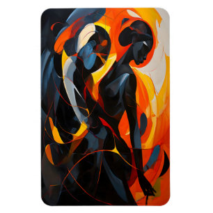 Elegant Abstract silhouet in Fiery Tones Art Magneet