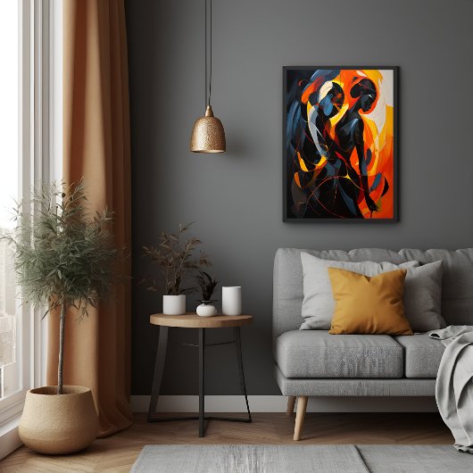 Elegant Abstract silhouet in Fiery Tones Art Perfect Poster