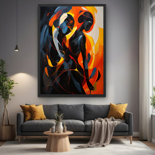 Elegant Abstract silhouet in Fiery Tones Art Poster