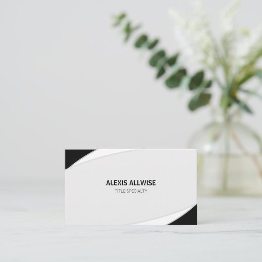 Elegant Abstract Silver Grey Black & White Visitekaartje (Staand voorkant)
