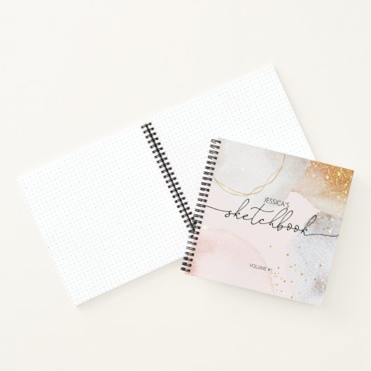 Elegant abstract sketchbook blush roze jouw naam notitieboek (Binnen)