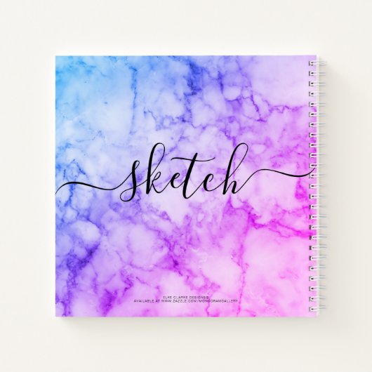 Elegant Abstract Sketchbook Name Script Marble Notitieboek (Achterkant)